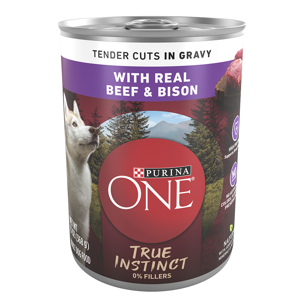 Purina ONE True Instinct Tender Cuts in Gravy with Real Beef & Bison Wet Dog Food, 13 oz Can