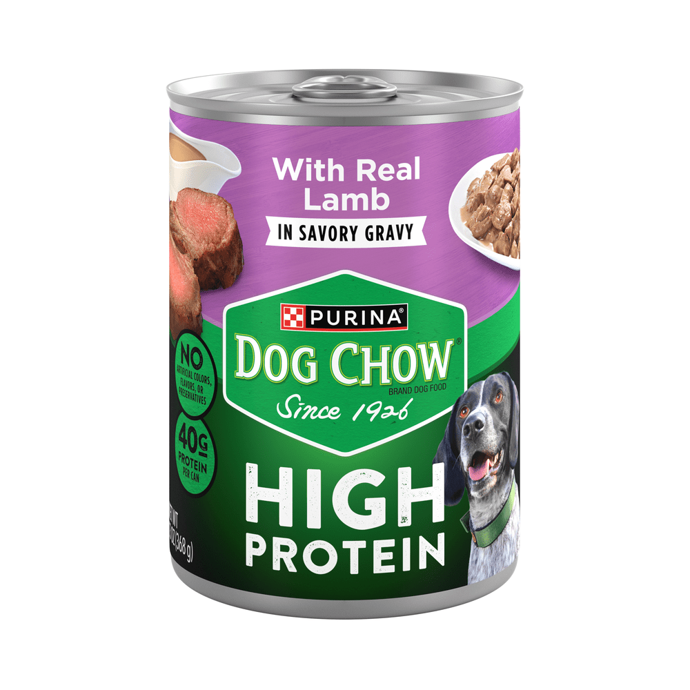 Purina Dog Chow High Protein Wet Dog Food with Real Lamb in Gravy, 13 oz Can