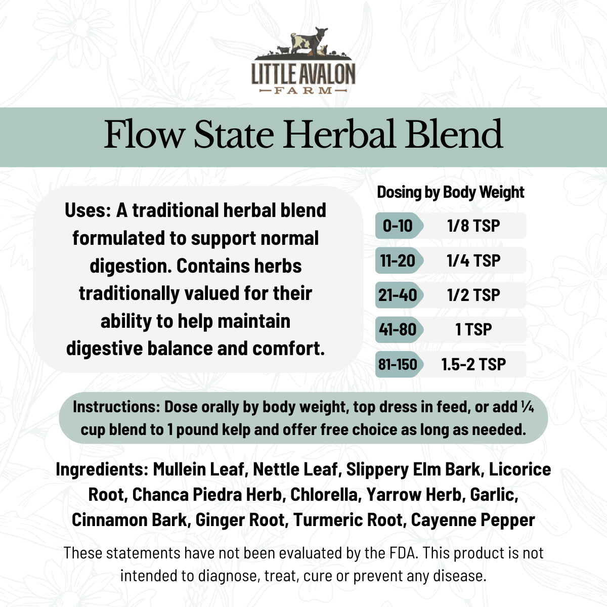 Flow State Herbal Powder Blend for Digestive Wellness in Animals