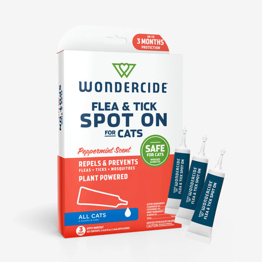 Wondercide Flea & Tick Spot On for Cats, Peppermint, 3 Tubes
