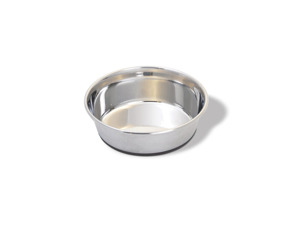 Van Ness Heavyweight Stainless Steel Cat Dish with Rubber Bottom, 8 oz