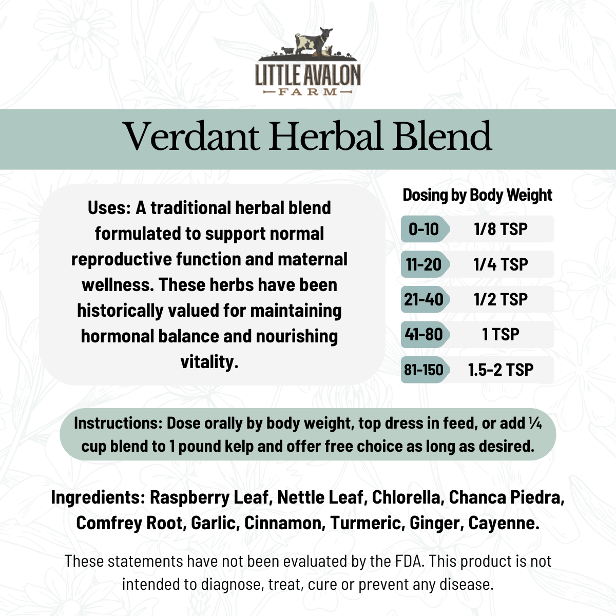 Verdant Herbal Powder Blend | Reproductive & Maternal Support for Animals
