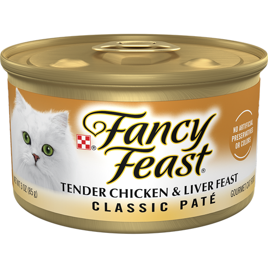 Purina Fancy Feast Classic Pate Tender Chicken & Liver Feast Gourmet Wet Cat Food, 3 oz Can