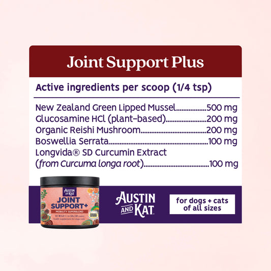 Austin and Kat Joint Support+ Powder (Bakko's) Hip & Joint Meal Topper for Dogs, 60 g