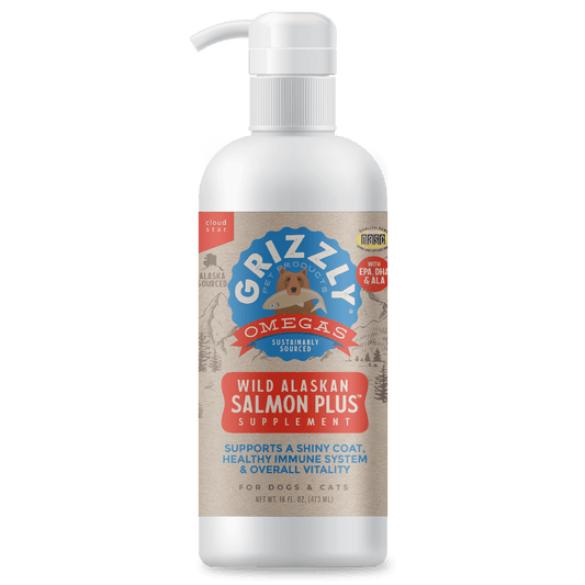 Grizzly Salmon Plus Wild Alaskan Salmon Oil Supplement for Dogs & Cats, 8 oz